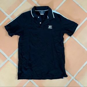 Psycho Bunny black polo with shoulder detail